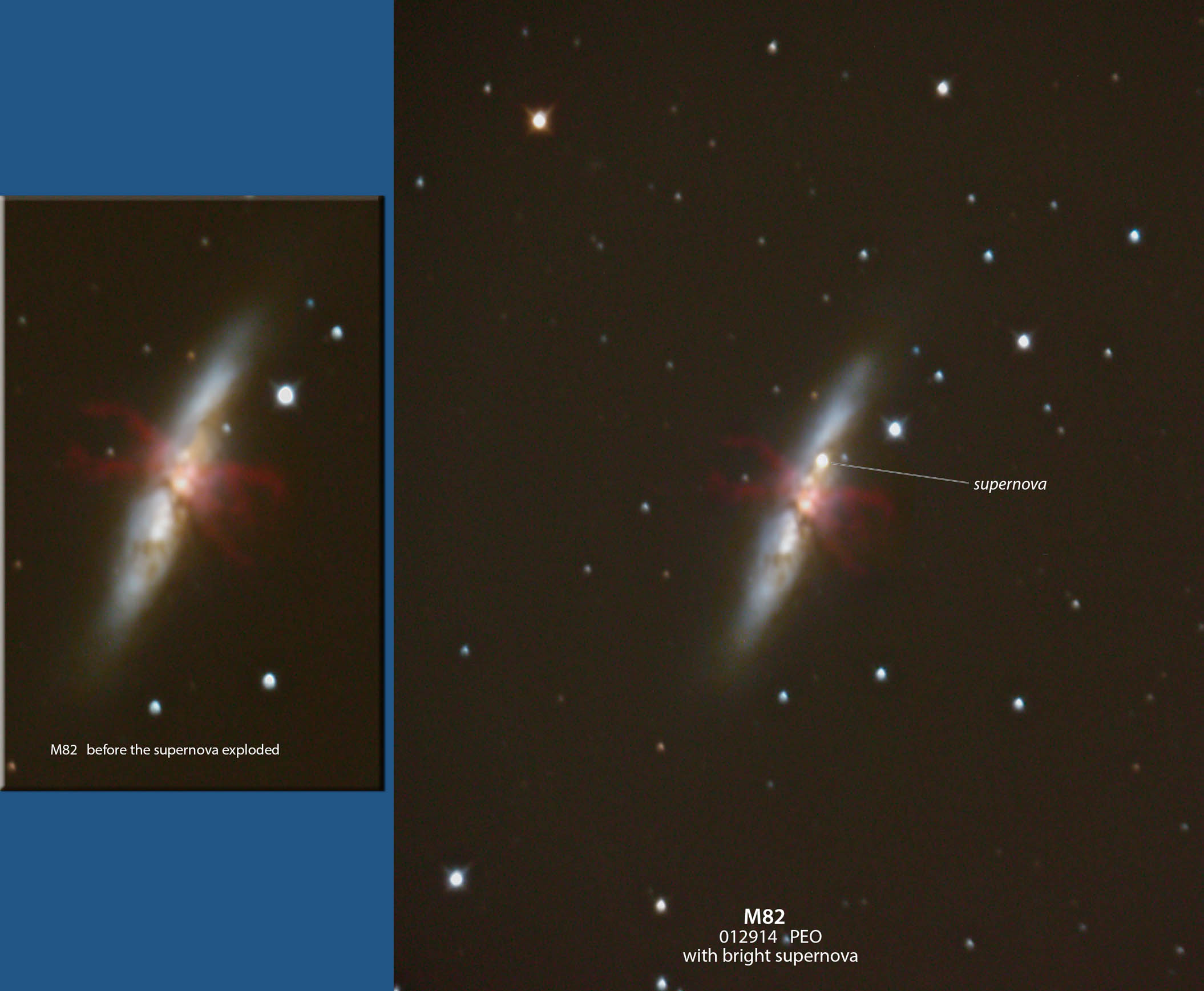 M82 Supernova, before and after
